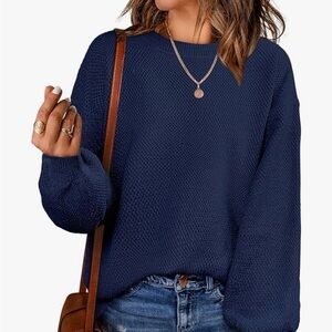 Amazon Women's Navy Blue Crew Neck Sweater
